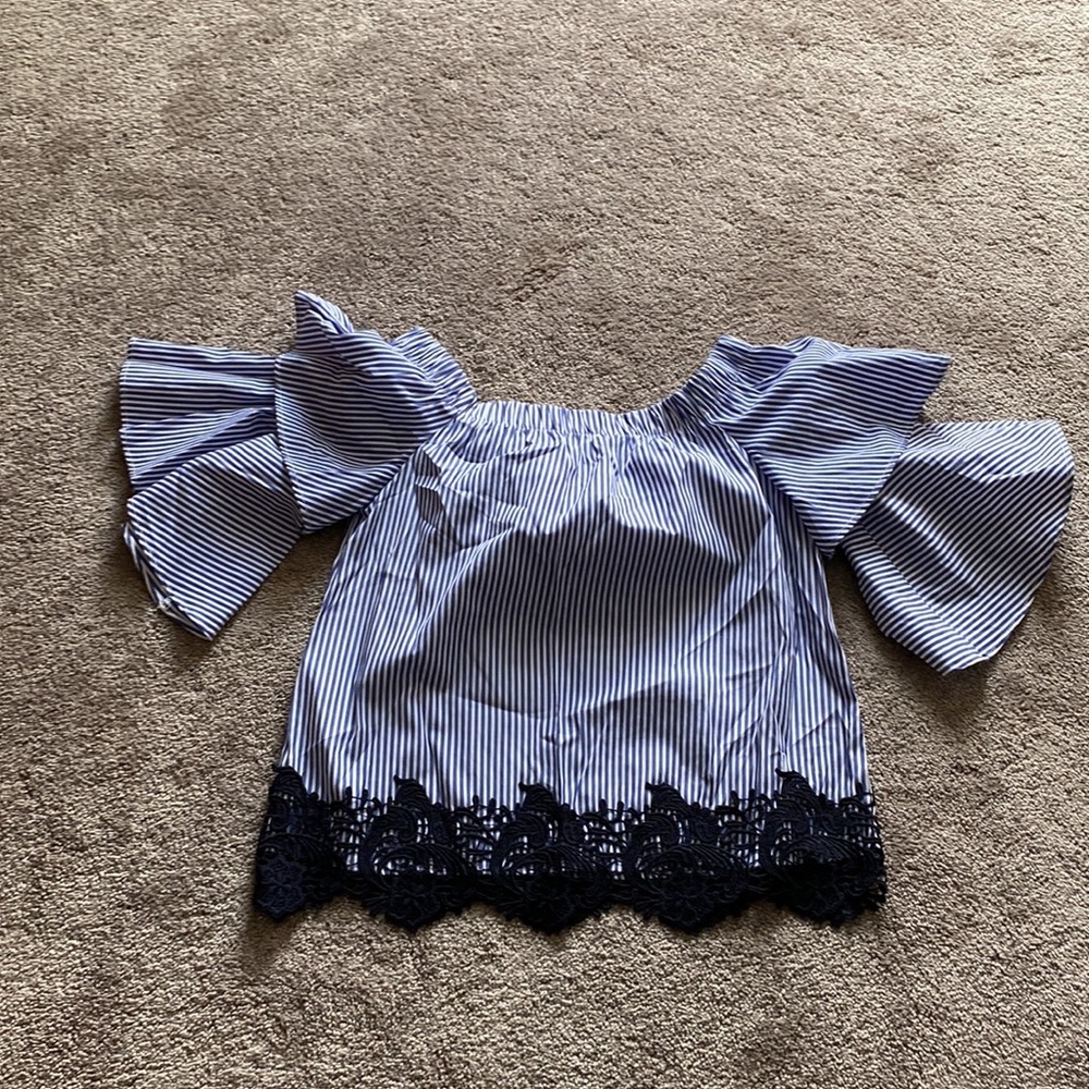 Zara Basic Collection Striped Off Shoulder Top SI… - image 6